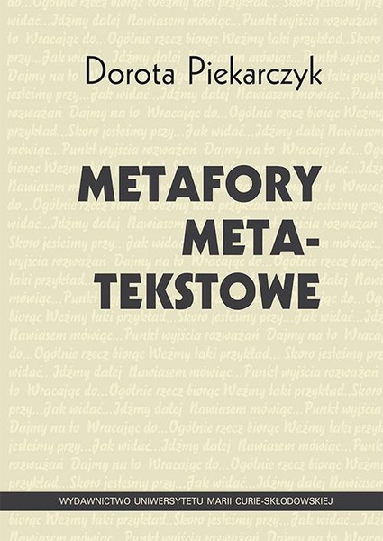 Okładka:Metafory metatekstowe 