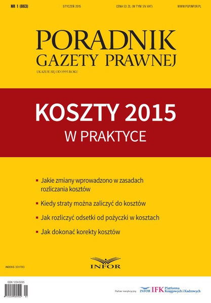 Okładka:Koszty 2015 w praktyce-Poradnik Gazety Prawnej 1/15 