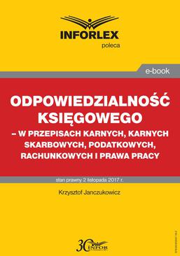 ebook Odpowiedzialność księgowego - w przepisach karnych, karnych skarbowych, podatkowych, rachunkowych i prawa pracy