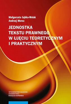 ebook Jednostka tekstu prawnego w ujęciu teoretycznym i praktycznym