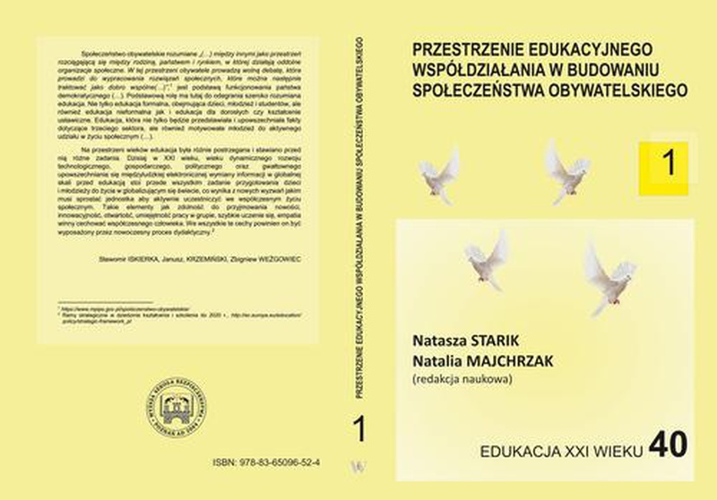 Okładka:Przestrzenie edukacyjnego współdziałania w budowaniu społeczeństwa obywatelskiego t.1 