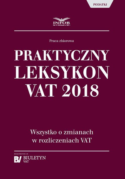 Okładka:Praktyczny leksykon VAT 2018 