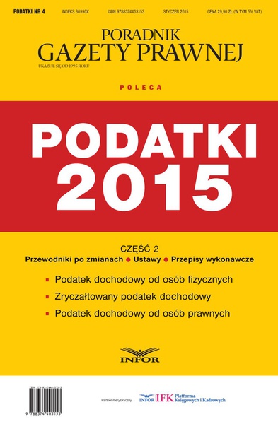 Okładka:PODATKI NR 8 - PODATKI 2015 cz. IV wydanie internetowe 