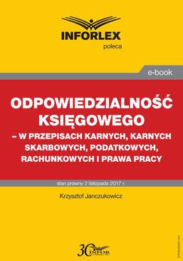 ebook Odpowiedzialność księgowego - w przepisach karnych, karnych skarbowych, podatkowych, rachunkowych i prawa pracy