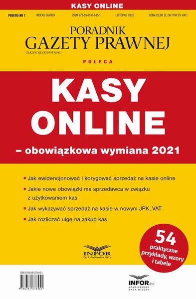 Okładka:Kasy online obowiązkowa wymiana 2021 