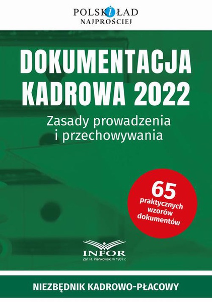 Okładka:Dokumentacja Kadrowa 2022.Zasady prowadzenia i przechowywania 