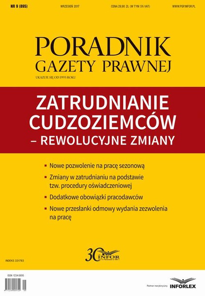 Okładka:Zatrudnianie cudzoziemców w Polsce (PGP 9/2017) 